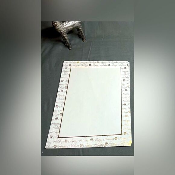 15 NEW Gold Foil Script Happy Holidays Border Stationery NWOT 15 pages - Picture 2 of 5